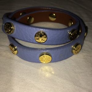 Baby Blue Tory Burch Leather Wrap Bracelet